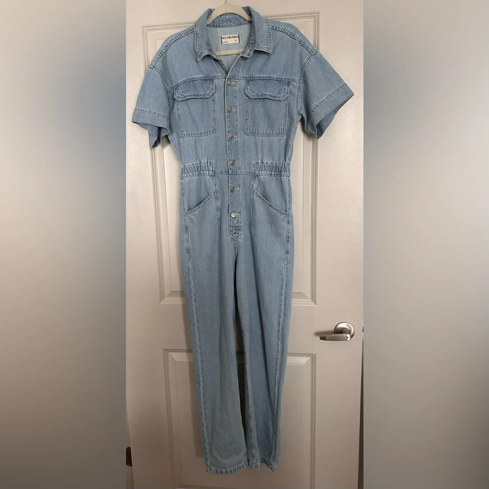 Free People We The Free Marci Denim Jumpsuit Size Small